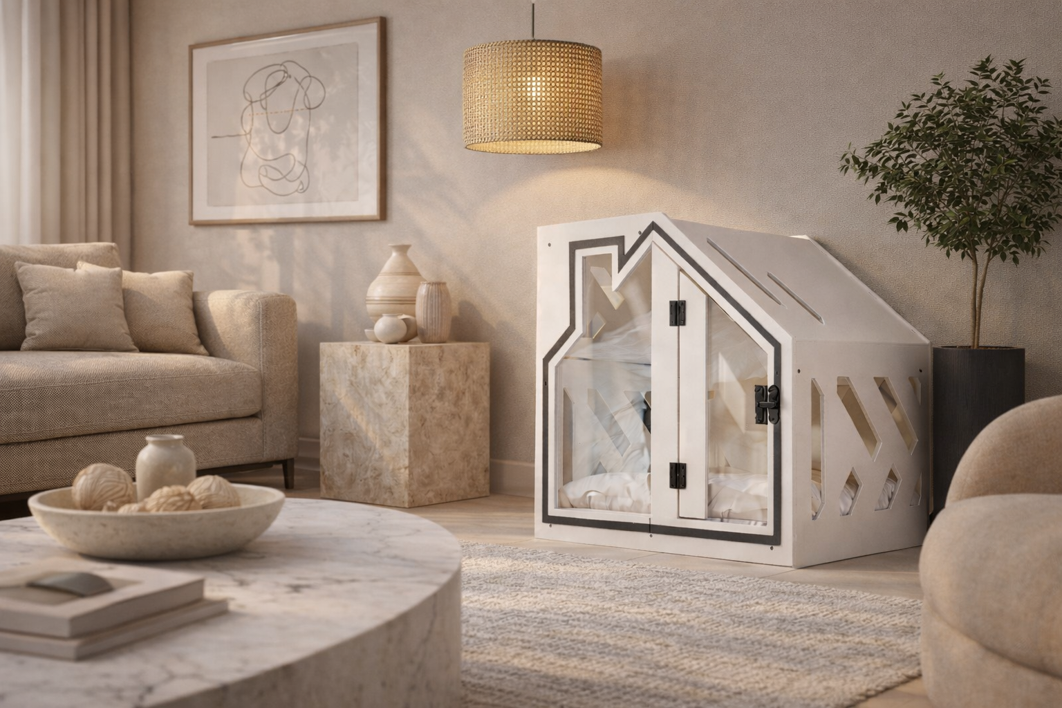 Bcl Beyaz Modern Kedi Evi