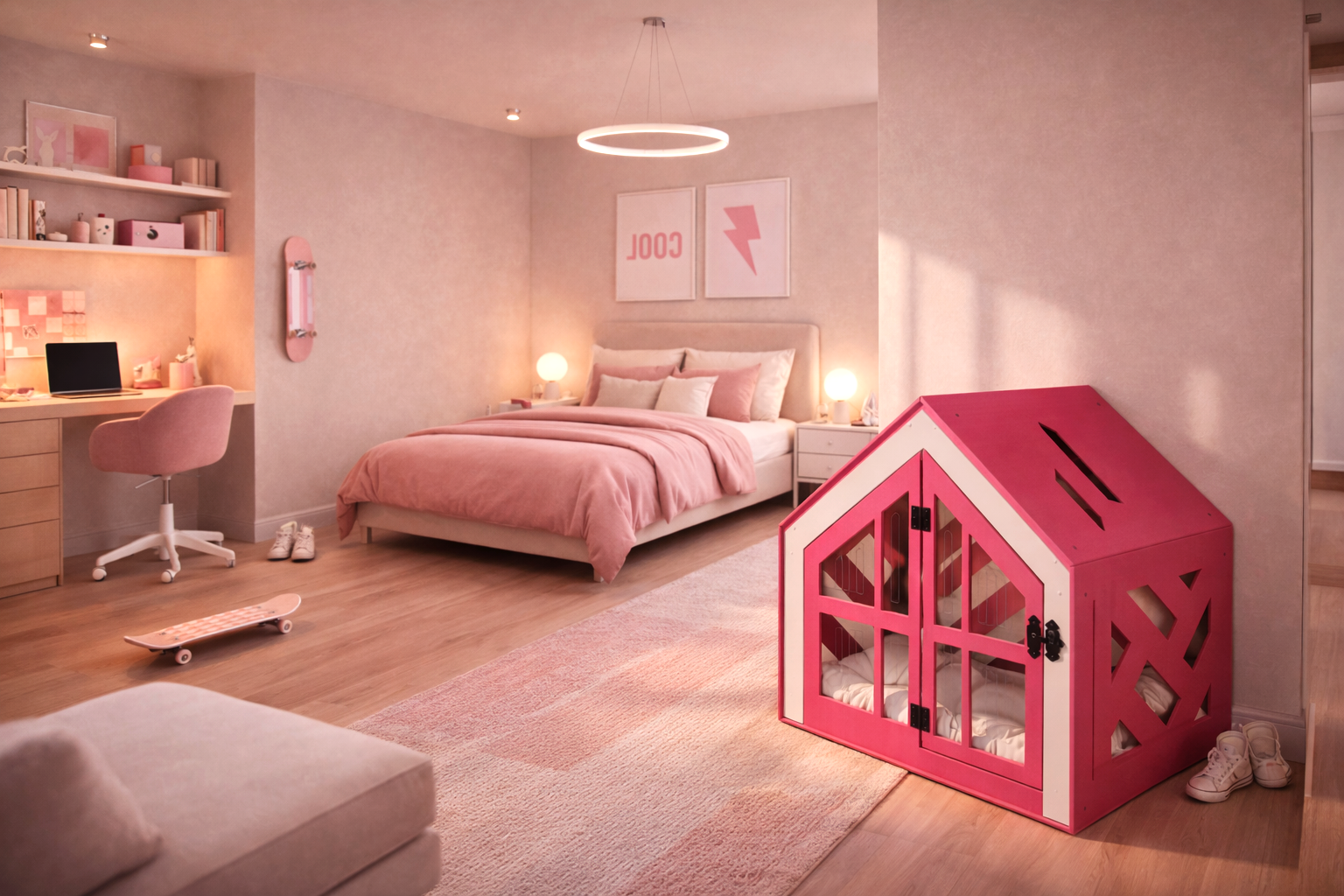 SB Pembe Modern Kedi Evi