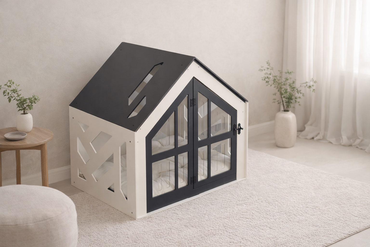 SB Siyah Beyaz Modern Kedi Evi