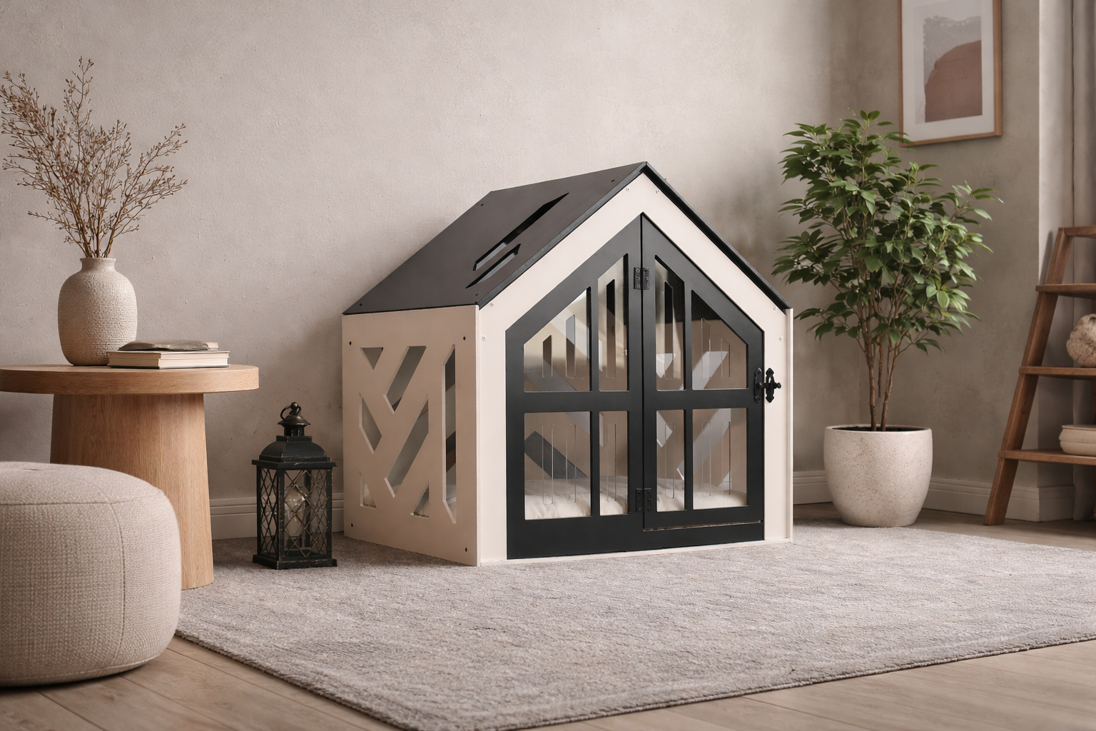 SB Siyah Beyaz Modern Kedi Evi