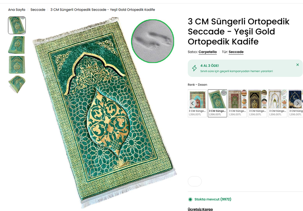 CRPTLL  - There are two types of prayer mats here: one with 3 cm of foam padding and one without.