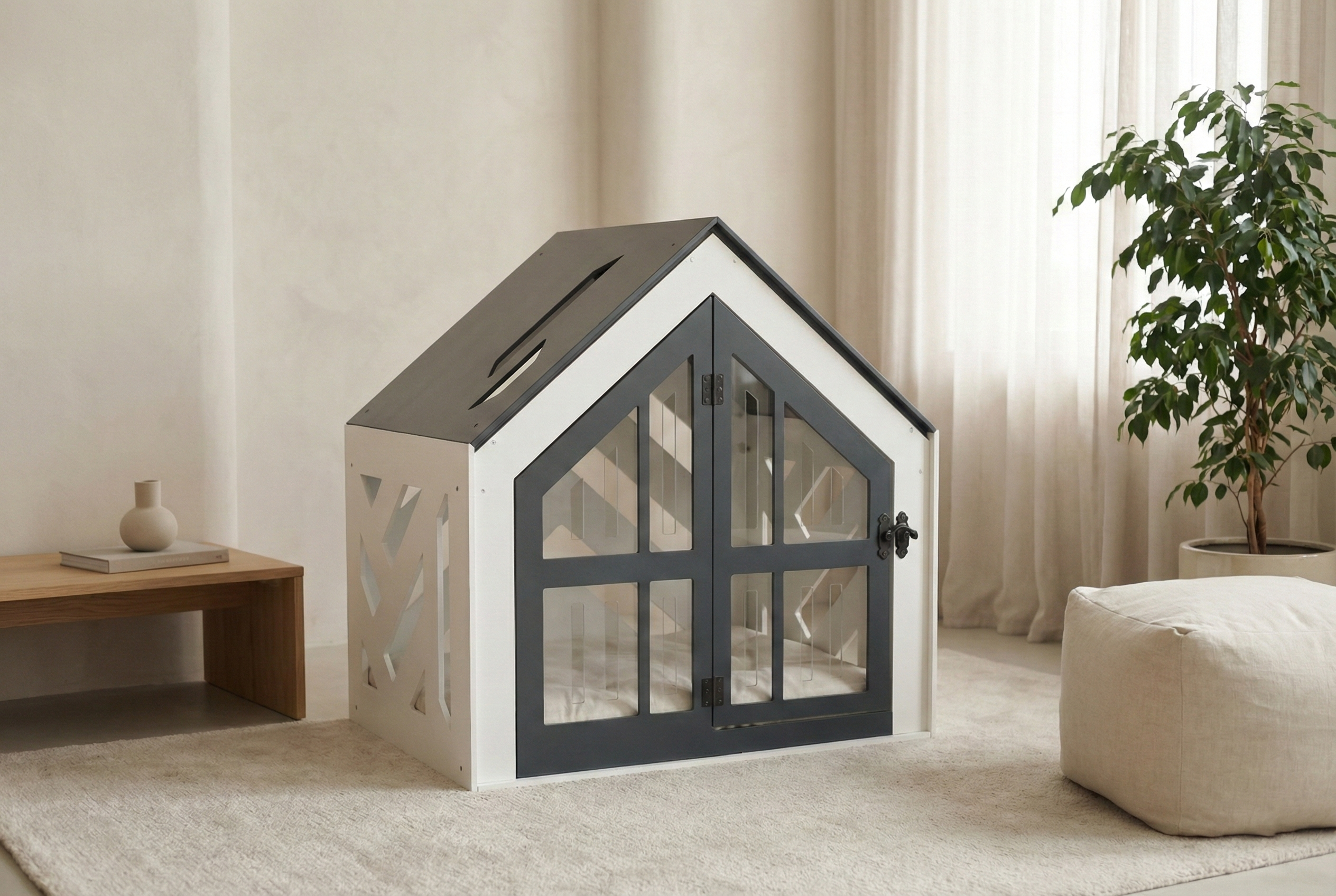 SB Siyah Beyaz Modern Kedi Evi